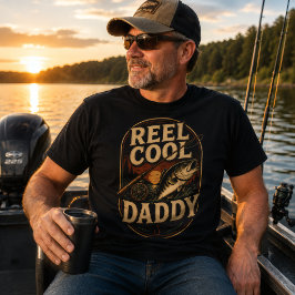 Camiseta Papá Genial de la Caña de Pescar Vintage Atardecer