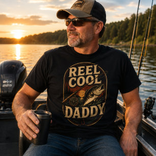 Camiseta Papá Genial de la Caña de Pescar Vintage Atardecer