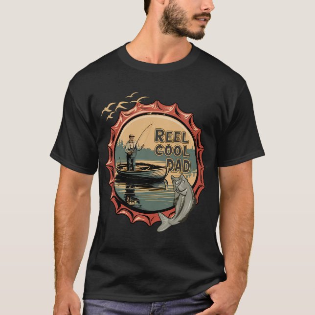 Camiseta Papá Genial de Pesca con Carrete (Anverso)