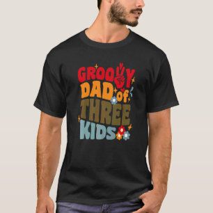 Camiseta Papá genial de tres hijos Retro ondulado 70s Vinta