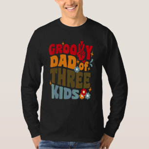 Camiseta Papá genial de tres hijos Retro ondulado 70s Vinta