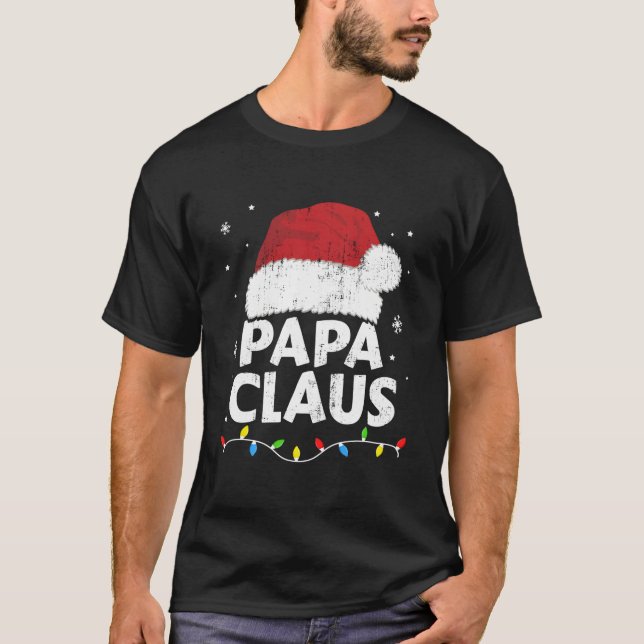 Camiseta Papa Grandpa Claus Lights Family Pajama (Anverso)