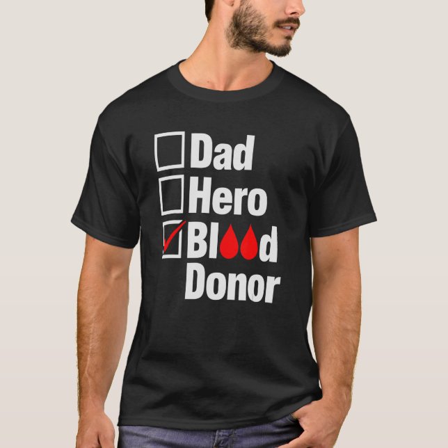 Camiseta Papá Héroe Donando Sangre Para Salvar Vidas (Anverso)