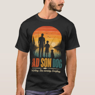 Camiseta Papá Hijo Perro Pesca Mañana