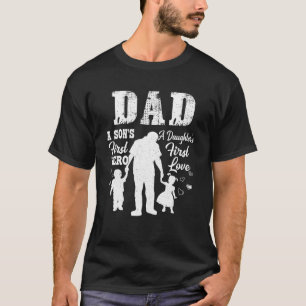 Camiseta Papá hijo primer hijo héroe hija primer amor padre