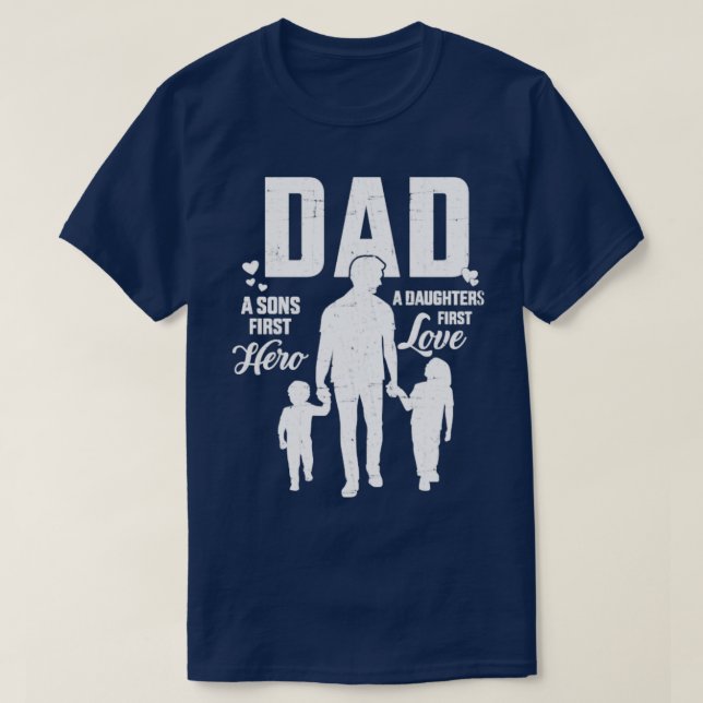 Camiseta Papá hijos primera heroína las hijas aman el día d (Diseño del anverso)