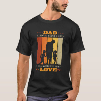 Camiseta Papá Hijos Primero Héroe Hijas Primero Ama Padre