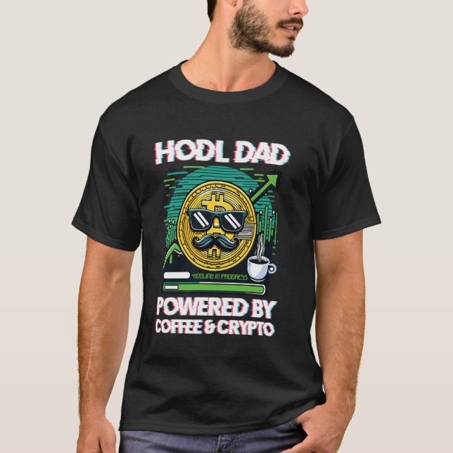 Camiseta Papá Hodl Potenciado Por Café y Criptomonedas (Anverso)