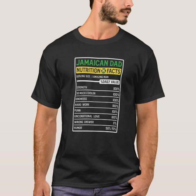 Camiseta Papá jamaiquino héroe los hechos nutricionales del (Anverso)