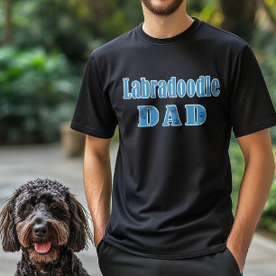 Camiseta Papá Labradoodle Tipografía Huellas de Patas Azule