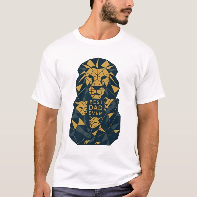 Camiseta Papa León geométrico con mejor papá de cachorros (Anverso)