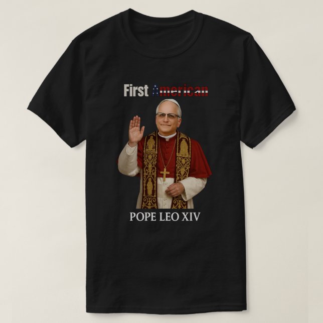 Camiseta Papa León XIV: Primer Papa Norteamericano | Humorí (Diseño del anverso)