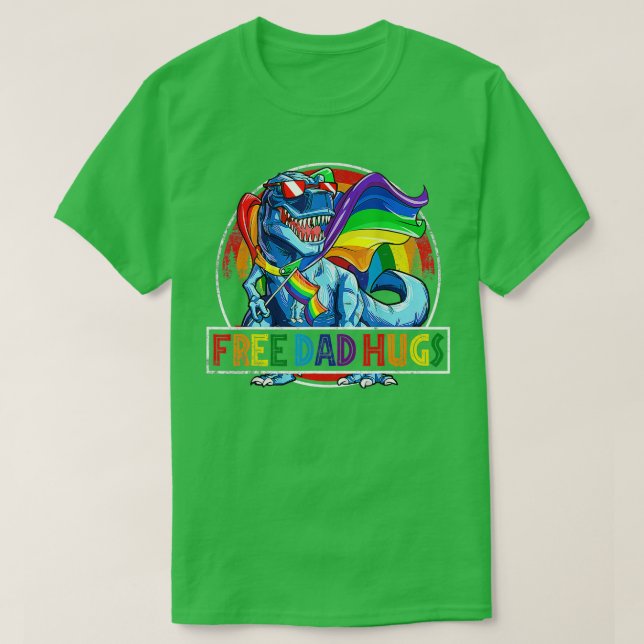 Camiseta Papá libre abraza a los dinosaurios Rex Daddy LGB  (Diseño del anverso)