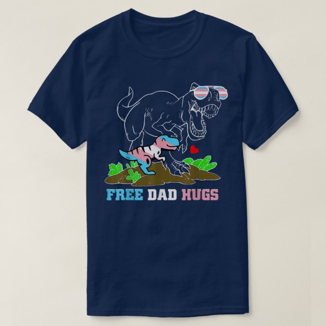 Camiseta Papá Libre abraza a los dinosaurios Rex Papi Trans (Diseño del anverso)