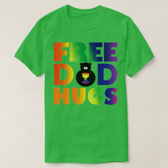 Camiseta Papá libre abraza a los hombres del orgullo arcoir (Diseño del anverso)