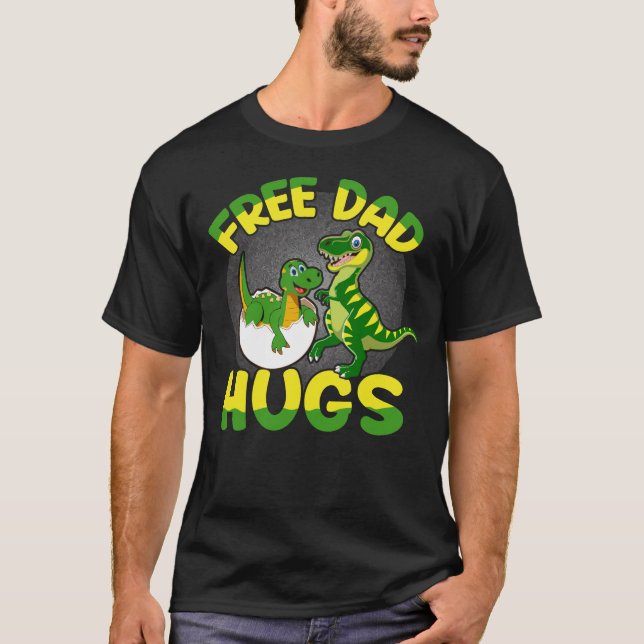 Camiseta Papá libre abraza a papá y niño de dinosaurios | E (Anverso)