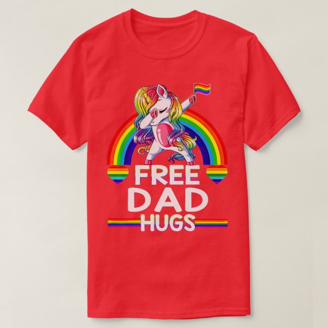 Camiseta Papá libre abraza al padre arcoiris del orgullo LG (Diseño del anverso)