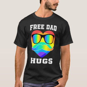 Camiseta Papá Libre Abraza El Corazón Arcoiris Mustache Lgb