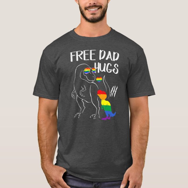Camiseta Papá libre abraza el orgullo LGBT Papá Dinosaurios (Anverso)