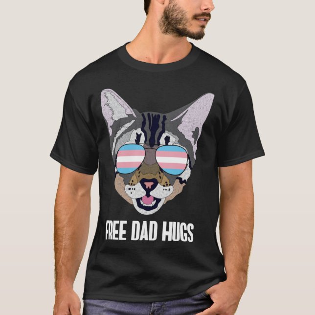 Camiseta Papá Libre abraza Gracioso Gato Trans Orgullo Pull (Anverso)