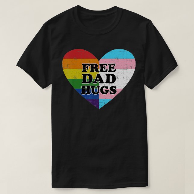 Camiseta Papá libre abraza la bandera arco iris gay LGB Org (Diseño del anverso)
