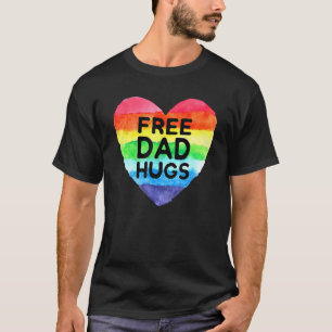 Camiseta Papá Libre Abraza La Bandera Del Arcoiris Gay Lgbt