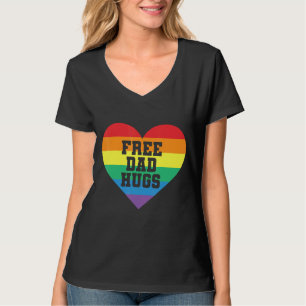 Camiseta Papá Libre Abraza La Bandera Del Corazón Arcoiris 