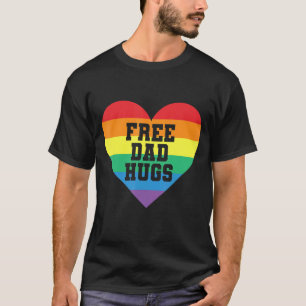 Camiseta Papá Libre Abraza La Bandera Del Corazón Arcoiris 