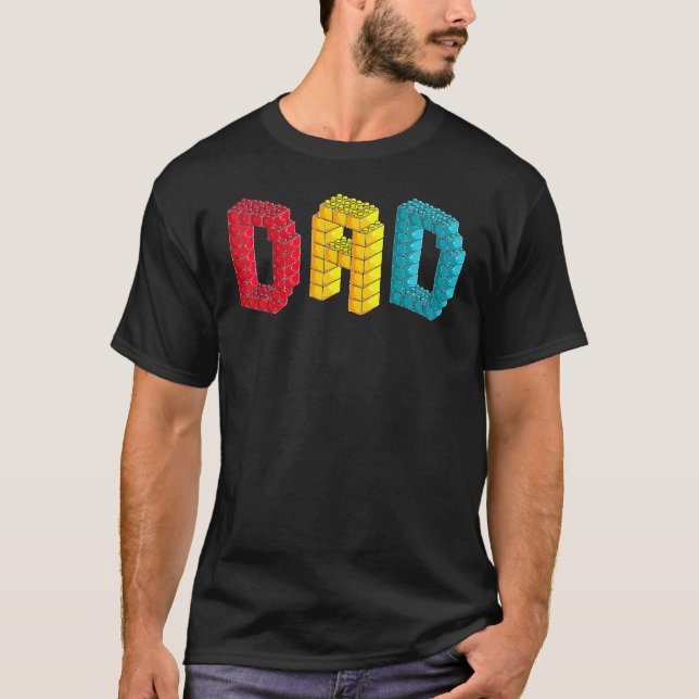 Camiseta Papá Maestro Constructor Bloques De Construcción F (Anverso)