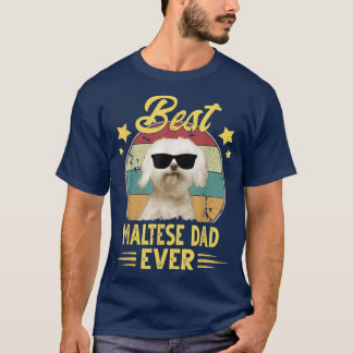 Camiseta Papá maltés Vintage Gafas de sol Funny Perro Malté
