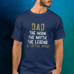 Camiseta Papa Man Myth Legend Coffee Addict Funny<br><div class="desc">La Camiseta del Día del Padre es divertida. Camiseta del día del padre gracioso con cita humorística: "Papá,  el hombre,  el mito,  la leyenda,  el café adicto". El texto está en moderna tipografía en negrita sobre azul.</div>