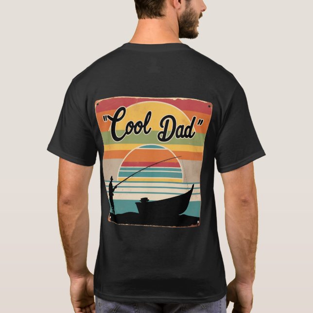 Camiseta Papá más frío de la historia - Pesca Retro Sunset (Reverso)