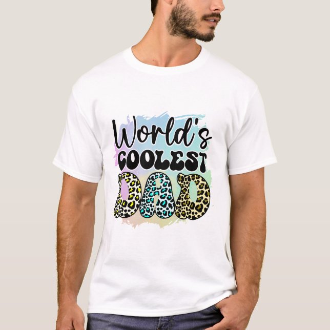 Camiseta Papá más frío del mundo - Leopard Font (Anverso)