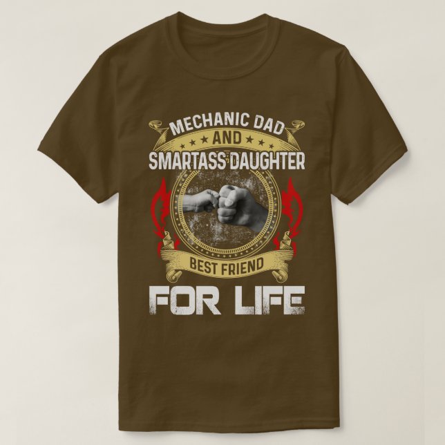 Camiseta Papá Mecánico Y La Hija Smartass Mejor Amigo Mec (Diseño del anverso)