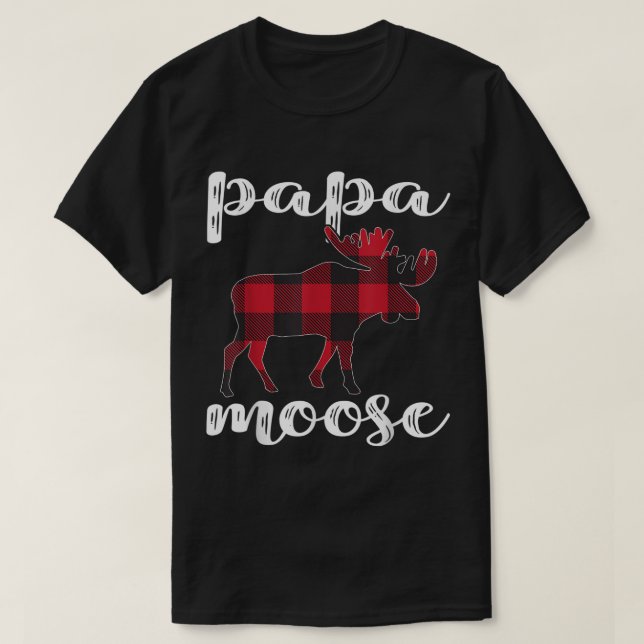 Camiseta Papa Moose Buffalo Plaid Family Christmas (Diseño del anverso)