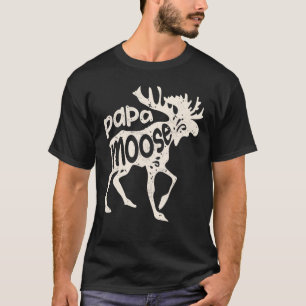 Camiseta Papa Moose Fathers Day Men Dad Daddy Family Matchi