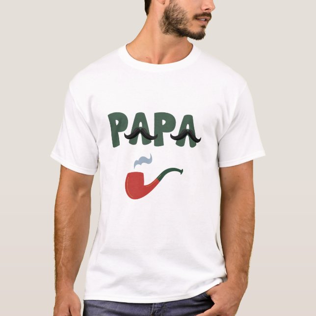 Camiseta Papa mustache father day white T-Shirt (Anverso)