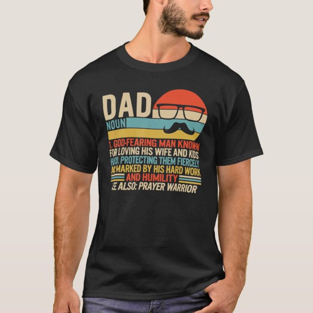 Camiseta Papá Mustache Padre Día de Oración Cristiana Padre (Anverso)