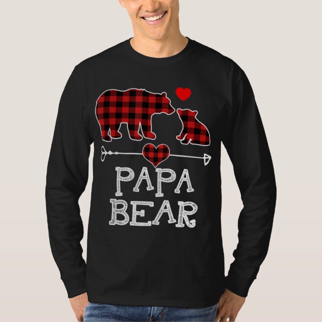 Camiseta Papa Navidades del oso Pajama Red Plaid Buffalo Fa (Anverso)