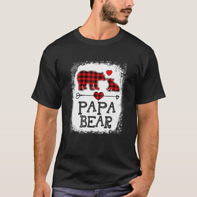 Camiseta Papa Navidades del oso Pajama Red Plaid Buffalo Fa (Anverso)