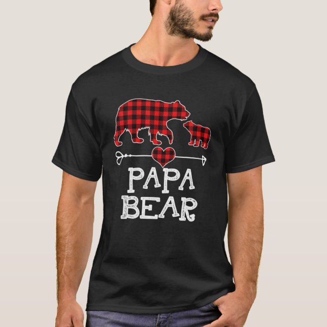 Camiseta Papa Navidades del oso Pajama Red Plaid Buffalo Fa (Anverso)