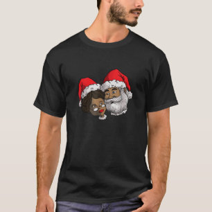 Camiseta Papá negro afroamericano Sra. Claus Ame africano