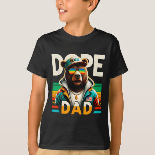 Camiseta Papá negro drogadicto Papá negro divertido Oso Mes
