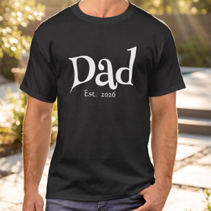 Camiseta Papá Negro Establecido Nuevo Papá Simple Negrita