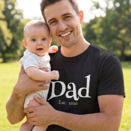 Camiseta Papá Negro Establecido Nuevo Papá Simple Negrita
