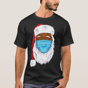 Camiseta Papá Negro Navidad 2021 Santa Claus máscara facial