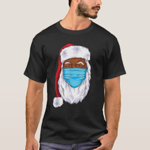 Camiseta Papá Negro Navidad 2023 Santa Claus máscara facial