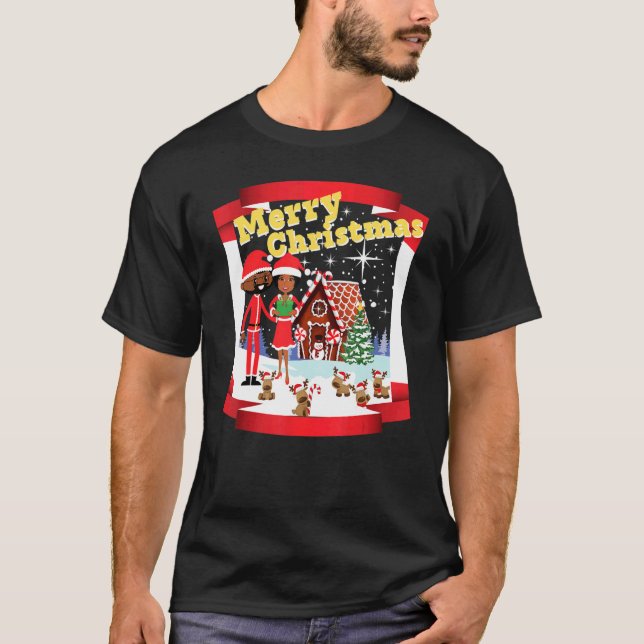 Camiseta Papá Noel, afroamericano y el Sr. Claus (Anverso)