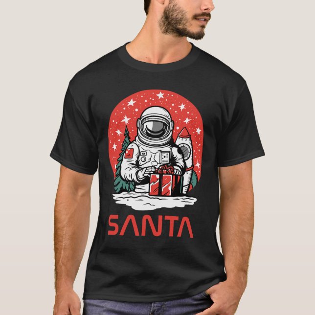 Camiseta Papá Noel Astronauta del Espacio Cosmos Presenta C (Anverso)