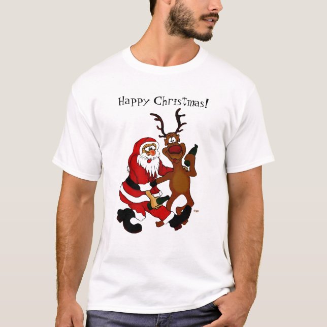 Camiseta Papá Noel con alce - Feliz Navidad (Anverso)